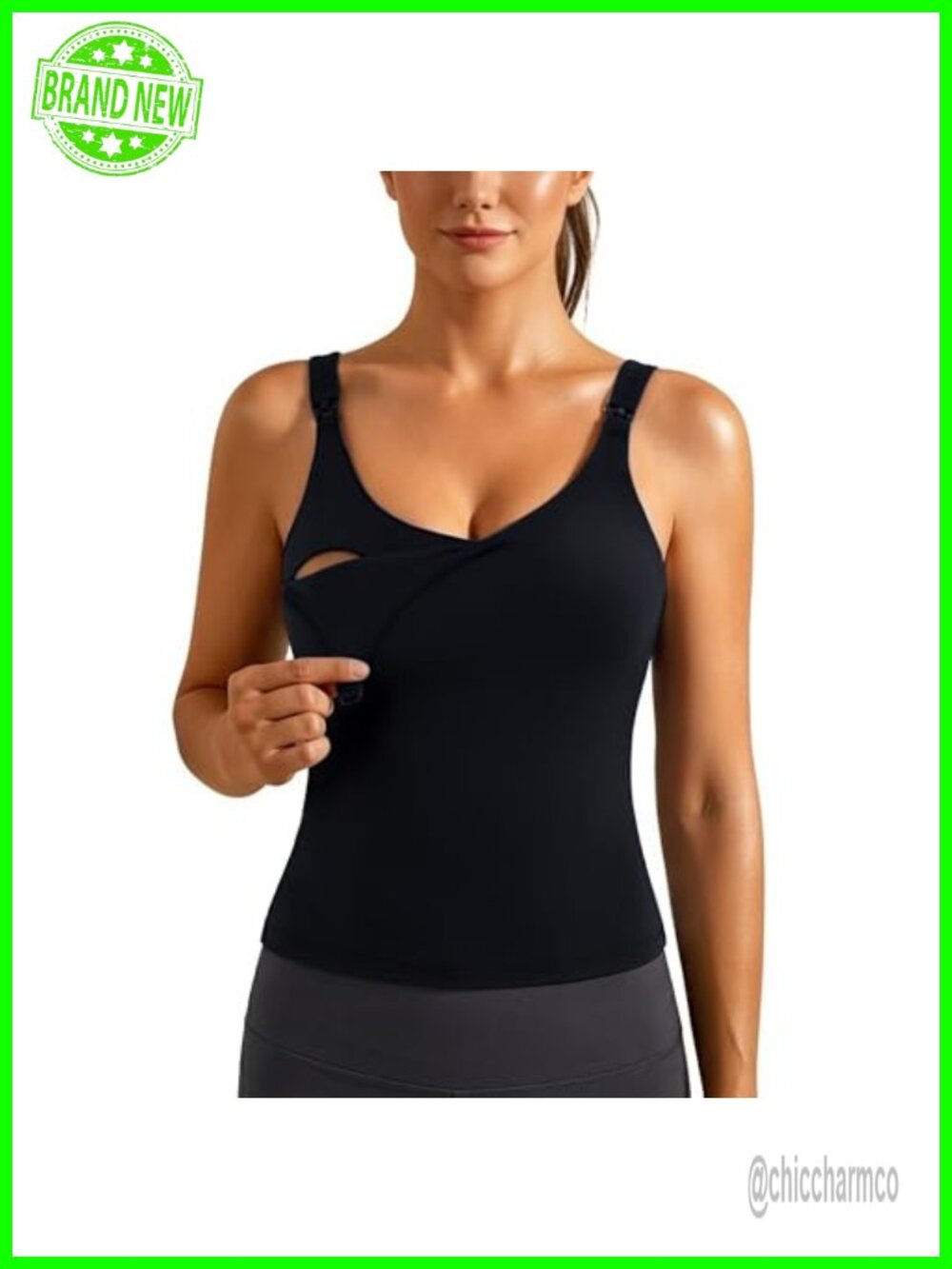 Nursing Tank Top with Built-in Bra, Padded Maternity Sports Bra